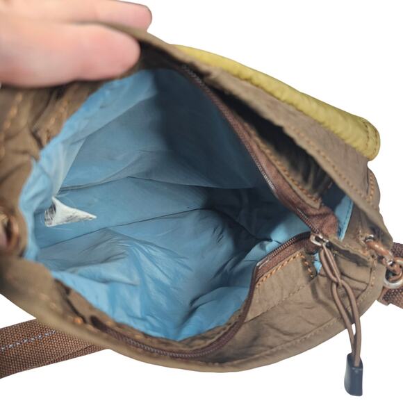 Life is Good Nylon Adjustable Strap Crossbody Bag Purse Brown Tan Heart Boho - Picture 7 of 10